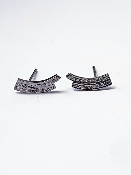 Pave Rosecut Diamond 925 Sterling Silver Handmade Pave Beautiful Diamond Stud Earring