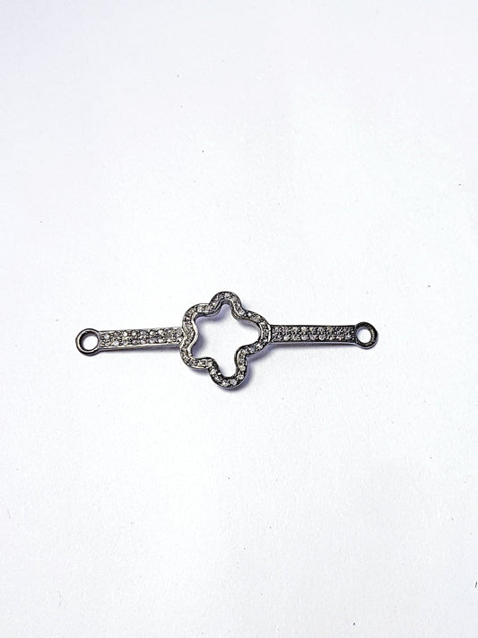 Pave diamond rosecut connector 925 sterling silver connector handmade diamond connector beautiful pave diamond bracelet connector