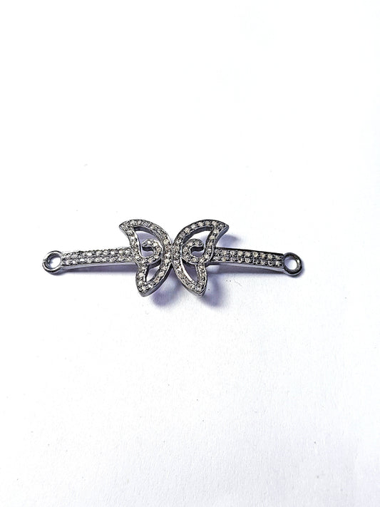Pave diamond rosecut connector 925 sterling silver connector handmade diamond connector beautiful butterfly pave diamond bracelet connector