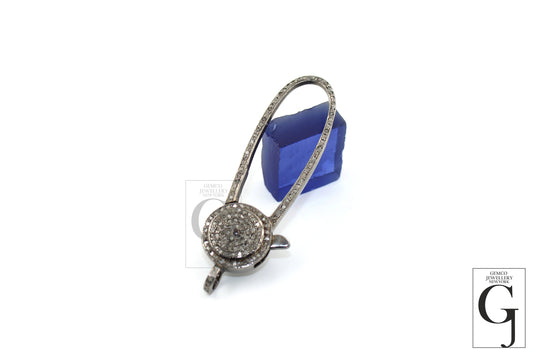 Pave diamond clasp, rose cut diamond lobster clasp, 925 sterling silver handmade finish clasp, with free matching diamond jump ring