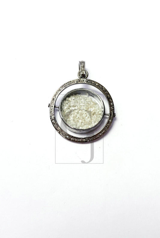 Latest Spinning Designer Shaker Rosecut Pave Diamond Pendant 925 Sterling Silver Handmade Finish Beautiful Diamond Pendant Jewelry