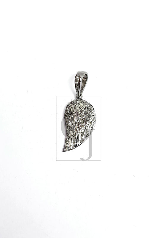 Latest fairy wings shaped Rosecut pave diamond pendant 925 sterling silver handmade finish diamond pendant jewelry