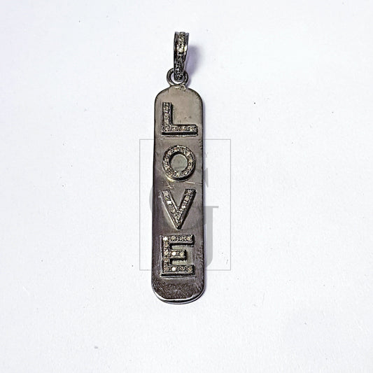 Pave Rosecut Diamond Pendant Sterling Silver Pendant Pave Diamond Silver Pendant 925 Sterling Diamond Pendant