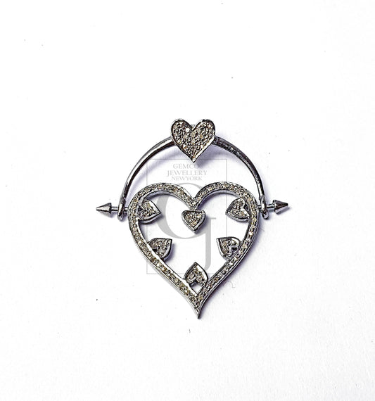 Heart Shaped Love Pendant Spinning Design Charm Pendant Pave Diamond Pendant 925 Sterling Silver Pendant Diamond Pendant Valentine's Gift