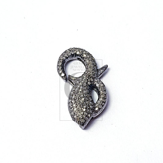 Oxidized finish beautiful design diamond clasps Pave rosecut diamond 925 sterling silver handmade lobster clasps jewelry making supplies