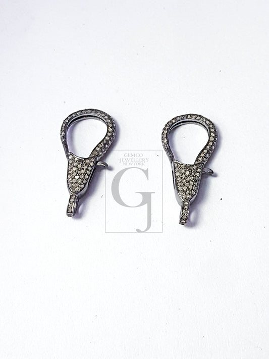 Pave diamond clasp,925 sterling silver lobster beautiful fashionable clasp, diamond locks,rose cut diamond clasp, diamond clasp, chain lock