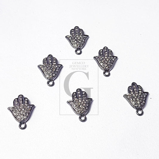 Pave diamond pendant sterling silver pendant pave diamond silver pendant 925 sterling diamond pendant humsa beautiful design diamond pendant