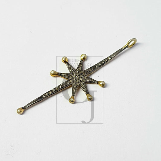 Pave Diamond Rosecut Pendant 925 Sterling Silver Pendant Handmade Diamond Pendant Pave Diamond Pendant Long Star