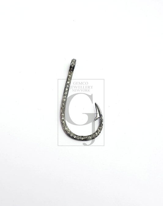 Latest Designer Rosecut Pave Diamond Pendant 925 Sterling Silver Handmade Finish Hook Style Diamond Pendant Jewelry