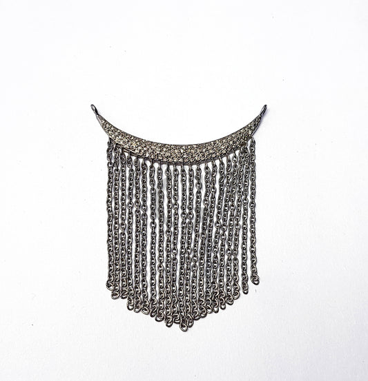 Latest Designer Rosecut Pave Diamond Pendant 925 Sterling Silver Handmade Finish Moon Chain Style Diamond Pendant Jewelry