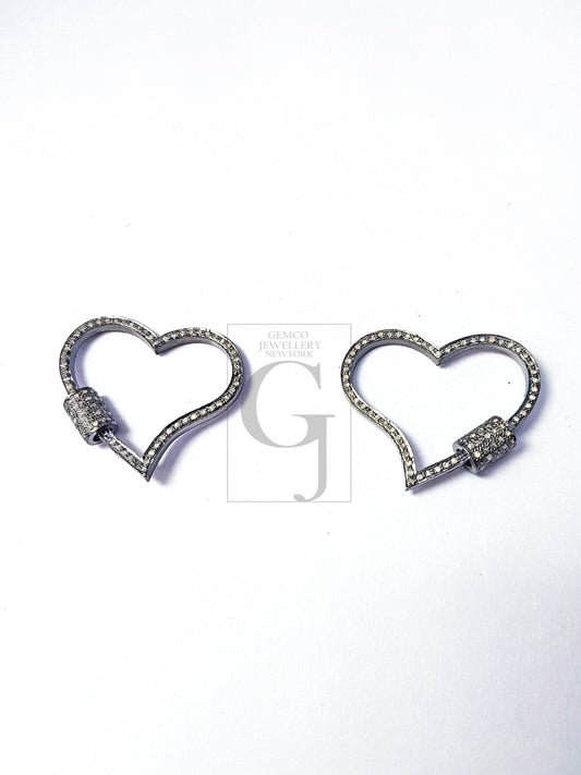 Pave Diamond 925 Sterling Silver Heart Fashionable Design Clasp Diamond Locks