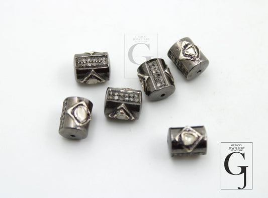 Pave Diamond Polki Bead / Spacers Design Pave Diamond 925 Sterling Silver Handmade Jewelry Diamond Jewelry Fine Jewelry  Supplies 10mm Size