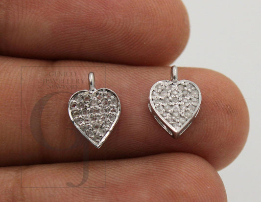 Fashionable Heart love Rosecut pave diamond pendant 925 sterling silver handmade finish diamond charms pendant