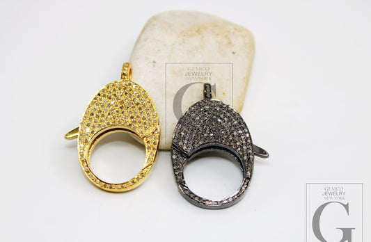 Fashionable Rosecut pave diamond lobster design  clasps 925 sterling silver handmade finish diamond clasps jewelry making supplies