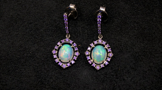 Opal Earring Designer Earring Rosecut Pave Amethyst Earrings 925 Sterling Silver Handmade Silver Finish Emerald Earring
