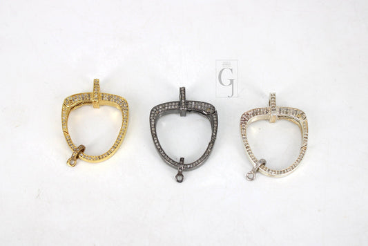 Pave Diamond Clasp,Lobster Clasp ,925 Sterling Silver Handmade Clasp , Diamond Clasp With Matching Jump Ring,Rose Cut Diamond Clasp.