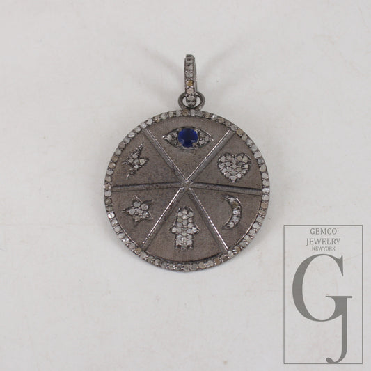 1 pcs Pave diamond 925 sterling silver handmade rose cut  pave diamond lobster clasp, pave diamond clasp 15mm size with marching clasp ring