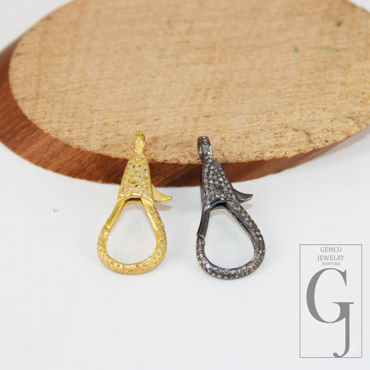 Pave diamond clasp,925 sterling silver lobster beautiful fashionable clasp, diamond locks, rose cut diamond clasp, diamond clasp, chain lock