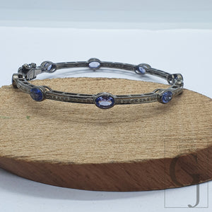 Antique Look Oxidized Finish Pave Rosecut Diamond Bracelet 925 Sterling Silver Handmade Finish Diamond Bracelet