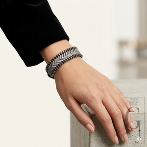 Natural Rosecut Diamond Bracelet - 925 Sterling Silver Handmade Black Thread Boho Minimalist Jewelry