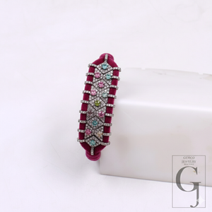 Beautiful Pink Macrame Bracelet – Multi Tourmaline With Pave Diamonds In 925 Sterling Silver