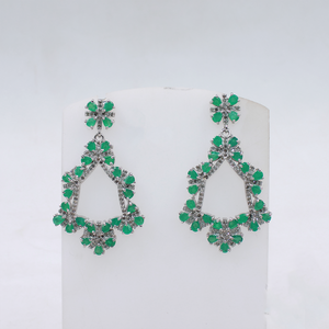 Elegant Emerald Earrings with Rosecut Diamond Accents – Timeless Luxury Gift