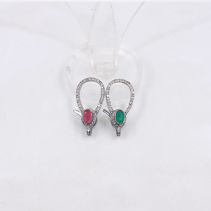 Handmade Natural Rosecut Pave Diamond Lobster Clasps in 925 Sterling Silver | Luxury Jewelry Findings with Emerald, Ruby & Sapphire Accents
