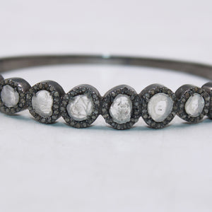 Antique finish flat diamond bracelet in pave setting