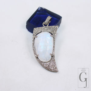Statement moonstone pendant with diamond accents