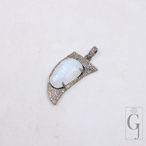 Designer moonstone pendant with pavé diamond detail