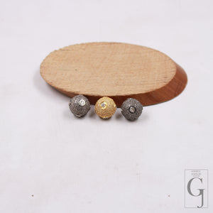 Round Sterling Silver Polki Bead with Rose Cut Diamonds