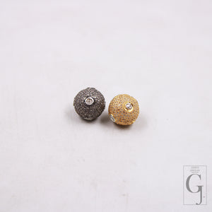 Round Polki Diamond Bead with Pave Setting