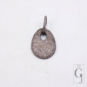 Handmade dog tag charm with rose cut diamonds