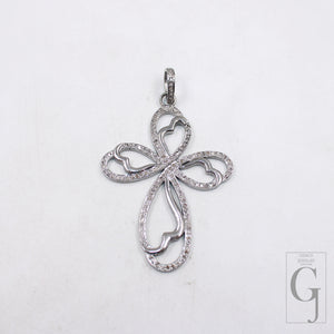 Fine jewelry pendant in 925 silver and rose cut diamonds