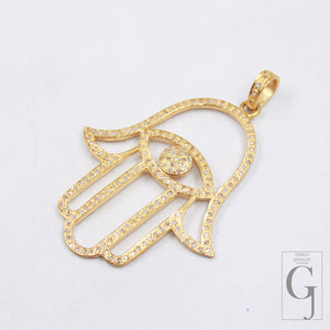Handmade Hamsa Evil Eye pendant with rosecut diamonds