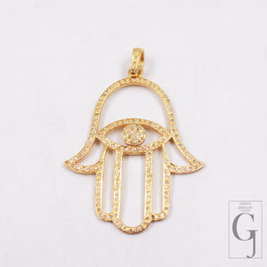 Antique finish gold Hamsa hand pendant