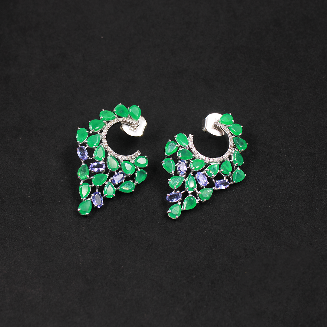 Elegant emerald and tanzanite earrings for anniversaries or special occasions