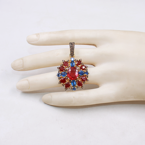 Elegant Ruby and Kyanite Gemstone Pendant with Pave Diamond Detailing