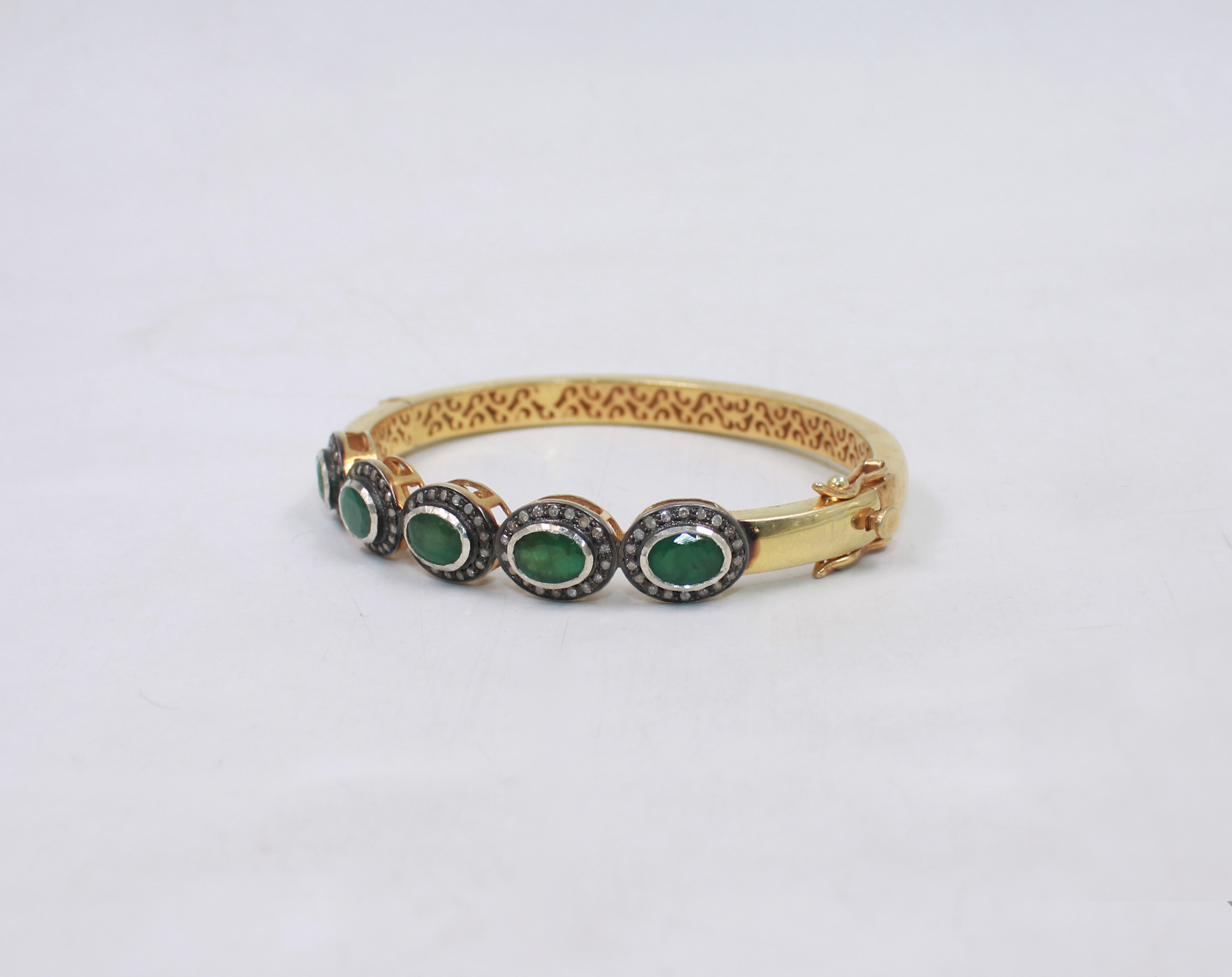 Handmade Emerald And Diamond Bangle – Vintage Luxury Jewelry