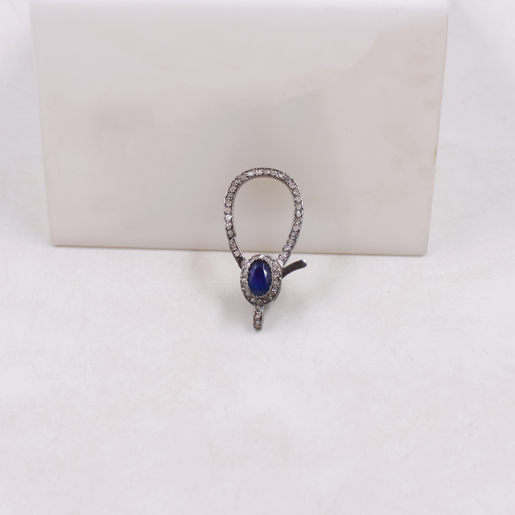 Handmade Natural Rosecut Pave Diamond Lobster Clasps in 925 Sterling Silver | Luxury Jewelry Findings with Emerald, Ruby & Sapphire Accents