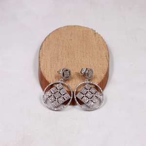 Natural Rose Cut Pave Diamond Drop Earrings – 925 Sterling Silver Handmade Finish Jewelry | Gift For Her