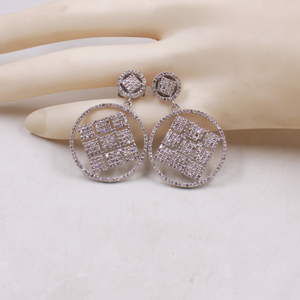 Sterling silver luxury earrings with rose cut natural diamonds