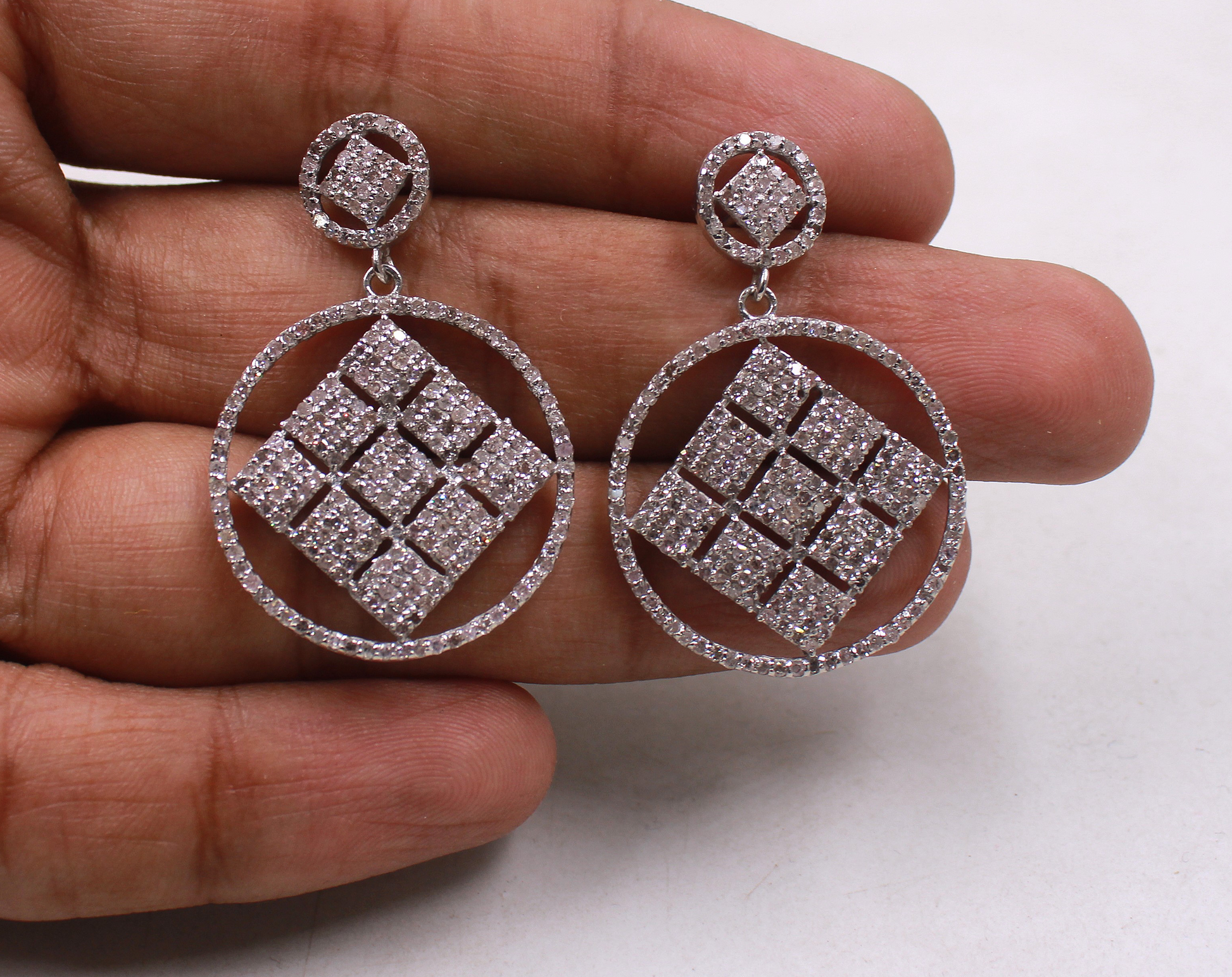 Elegant handcrafted pave diamond earrings gift for her