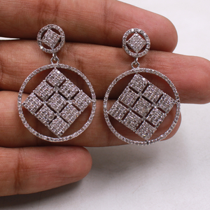 Elegant handcrafted pave diamond earrings gift for her