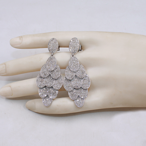 Unique artisan-made pave diamond earrings in sterling silver