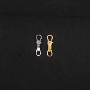 Double-Sided Lobster Clasp in 925 Sterling Silver with Pave Diamonds | Black Rhodium & Gold-Plated Diamond Connector for Luxury Jewelry Making