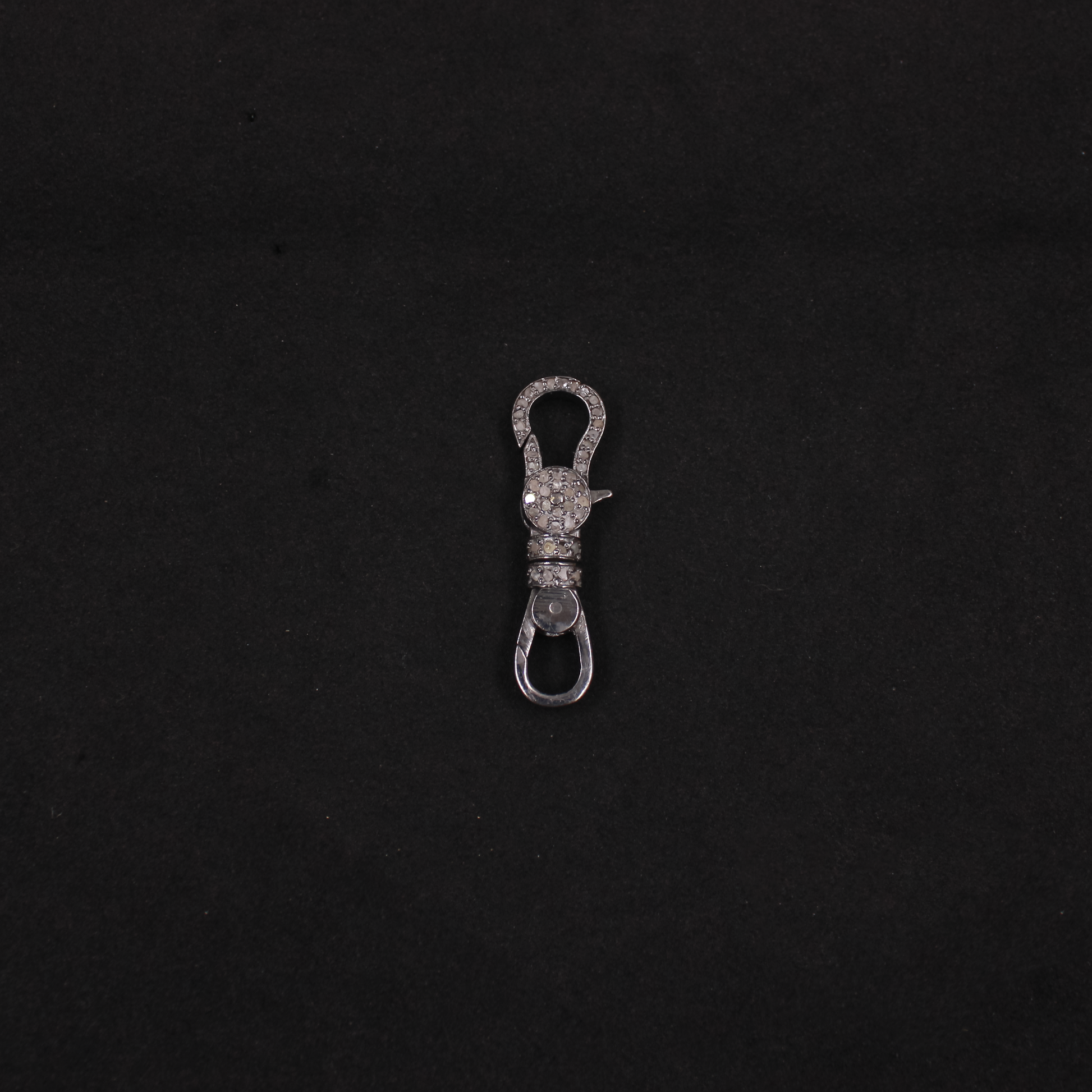 Double-Sided Lobster Clasp in 925 Sterling Silver with Pave Diamonds | Black Rhodium & Gold-Plated Diamond Connector for Luxury Jewelry Making