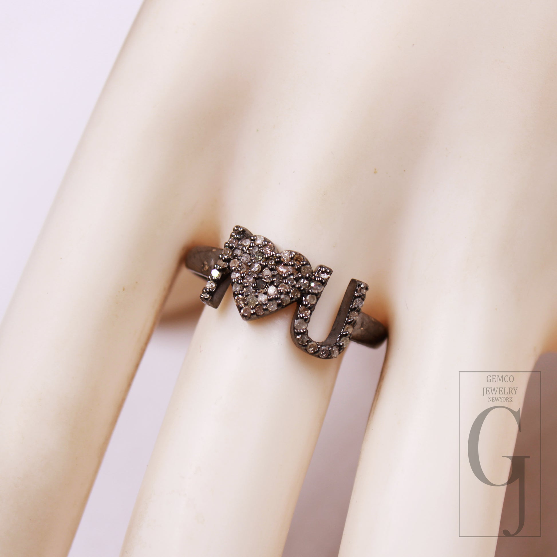 Love Pave Rosecut Diamond Ring 925 Sterling Silver Handmade Finish Diamond Parposal Ring