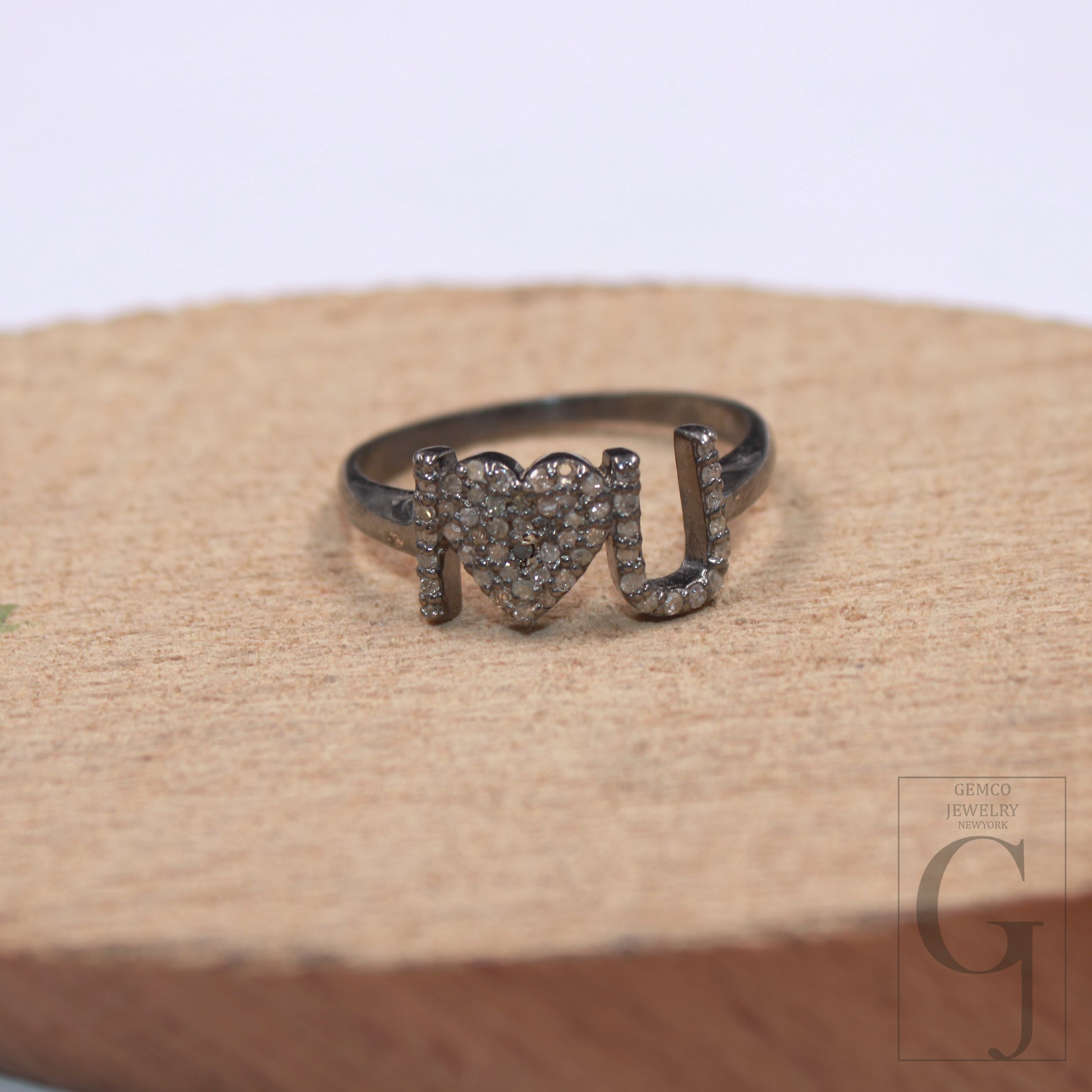 Love Pave Rosecut Diamond Ring 925 Sterling Silver Handmade Finish Diamond Parposal Ring