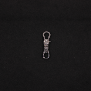 Double-Sided Lobster Clasp in 925 Sterling Silver with Pave Diamonds | Black Rhodium & Gold-Plated Diamond Connector for Luxury Jewelry Making